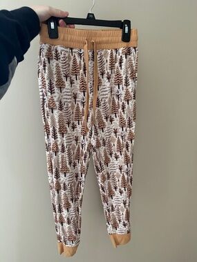BAMBOO Tan & Cream Tree-Print Kids Joggers